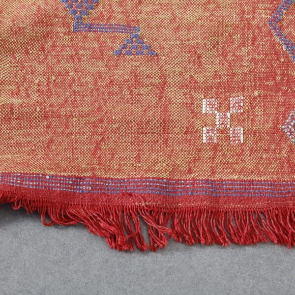 Terracotta Moroccan Cactus Silk Rug with Geometric Motifs - Image 4