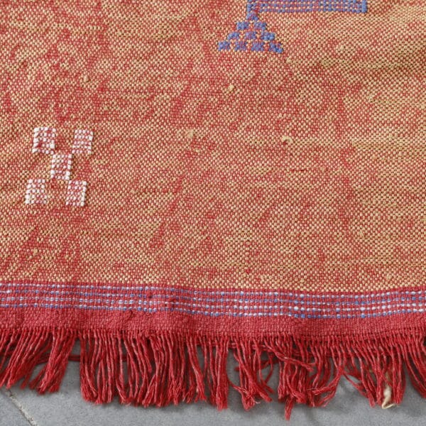 Terracotta Moroccan Cactus Silk Rug with Geometric Motifs - Image 5