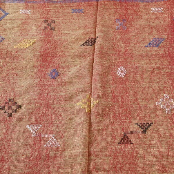 Terracotta Moroccan Cactus Silk Rug with Geometric Motifs - Image 3