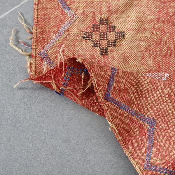 Terracotta Moroccan Cactus Silk Rug with Geometric Motifs - Image 2