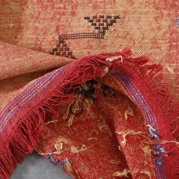 Terracotta Moroccan Cactus Silk Rug with Geometric Motifs - Image 8