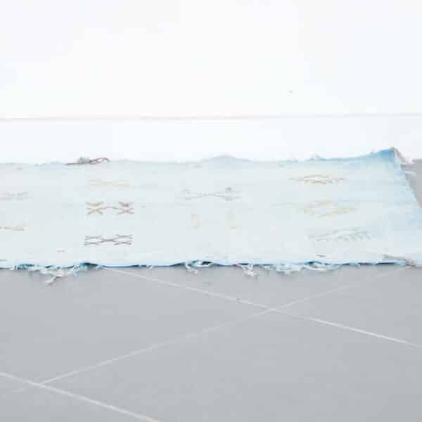 Light Blue Moroccan Cactus Silk Rug with Geometric Motifs - Image 2