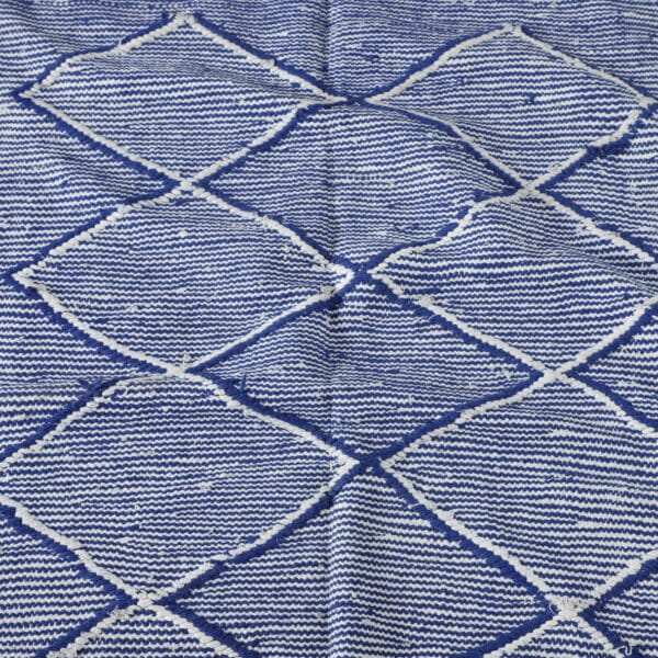 Blue and White Moroccan Kilim with Diamond Lattice - Image 5