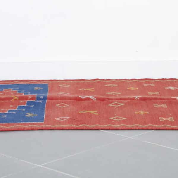 Red and Blue Moroccan Kilim with Geometric Motifs - Image 2