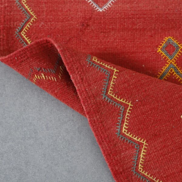 Red and Blue Moroccan Kilim with Geometric Motifs - Image 5