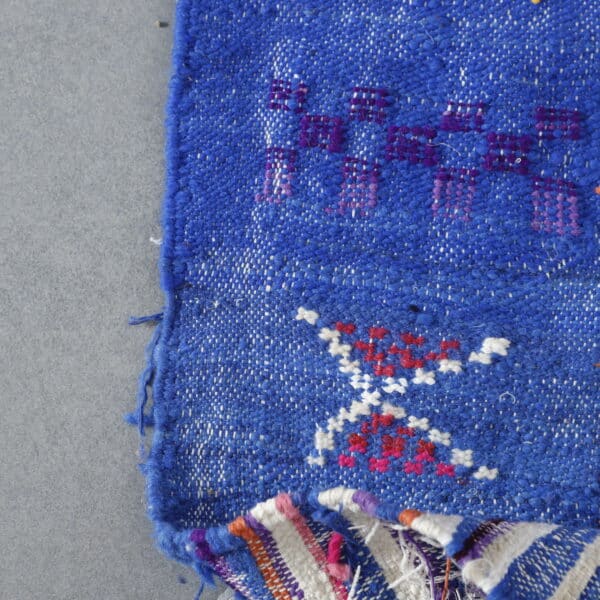 Blue Moroccan Kilim with Geometric Motifs - Image 2