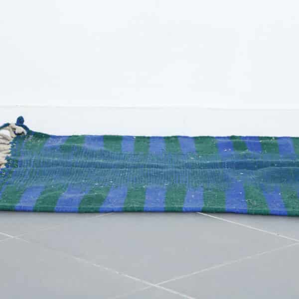 Blue and Green Striped Moroccan Kilim - Image 2