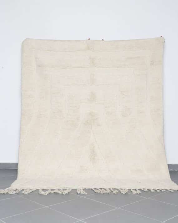 Beni Ourain Rug 8.2x6.9 Ft handmade in Morocco with tribal line patterns