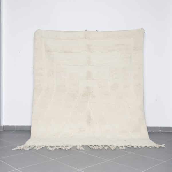 Beni Ourain Rug 8.2x6.9 Ft handmade in Morocco with tribal line patterns