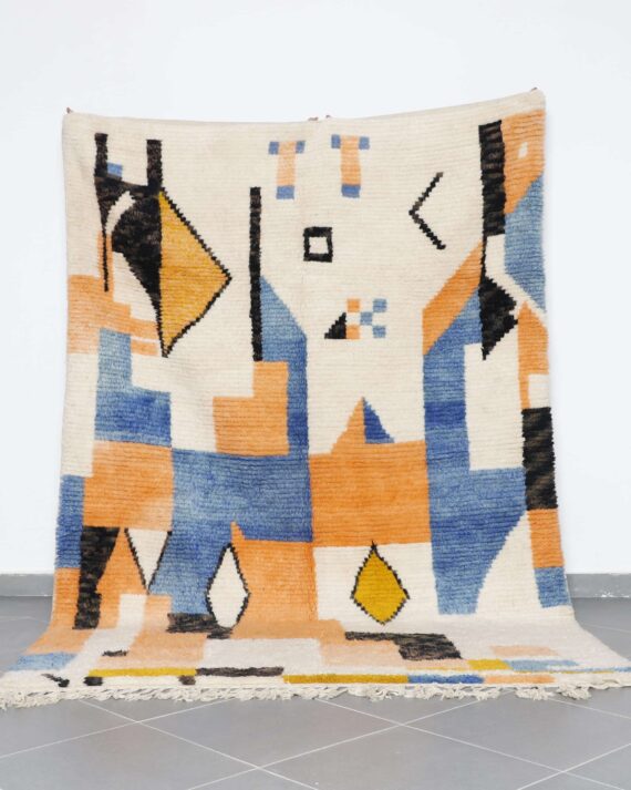 Boujaad Carpet 6.2x5.2 Ft handmade in Morocco with Amazigh tribal motifs