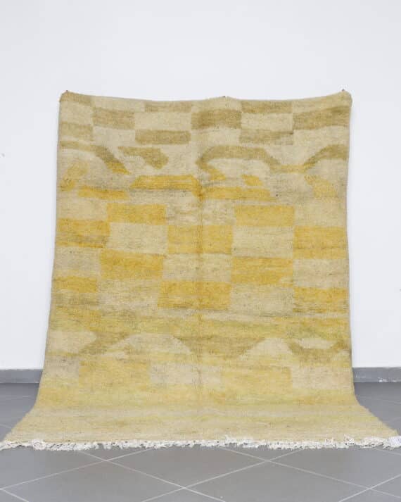 Yellow Boujaad Rug 9.3x6.3 Ft handmade in Morocco with Amazigh motifs