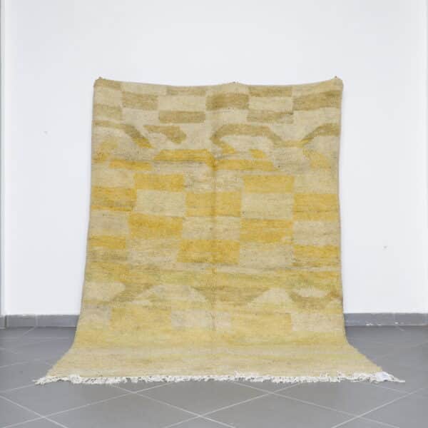 Yellow Boujaad Rug 9.3x6.3 Ft handmade in Morocco with Amazigh motifs