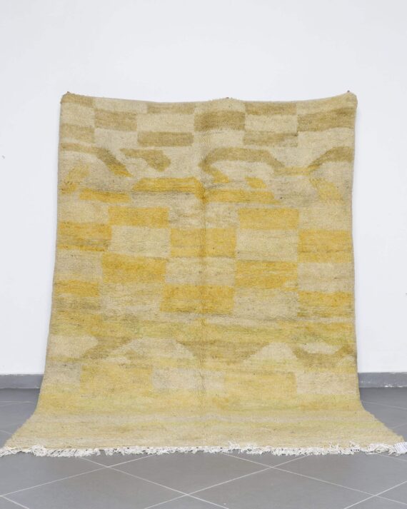 Yellow Boujaad Rug 9.3x6.3 Ft handmade in Morocco with Amazigh motifs