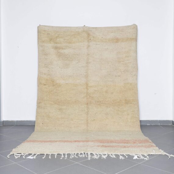 Faded Pink Boujaad Rug 10.8x6.4 Ft handmade in Morocco with tribal Amazigh motifs