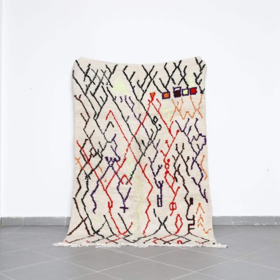 Colorful Azilal Rug 7.9x4.9 Ft handknotted in Morocco with Amazigh symbols