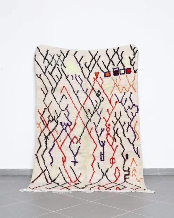 Colorful Azilal Rug 7.9x4.9 Ft handknotted in Morocco with Amazigh symbols