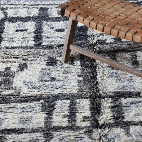 Black and White Boujaad Rug 7.7x5.2 Ft – Handmade Wool - Image 2