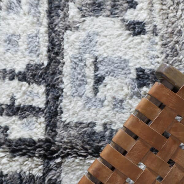 Black and White Boujaad Rug 7.7x5.2 Ft – Handmade Wool - Image 7