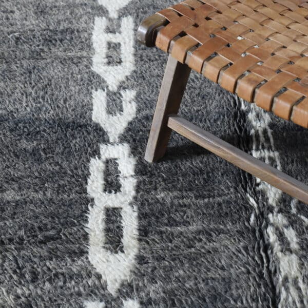 Black and White Boujaad Rug 7.9x4.8 Ft – Handmade Wool - Image 2
