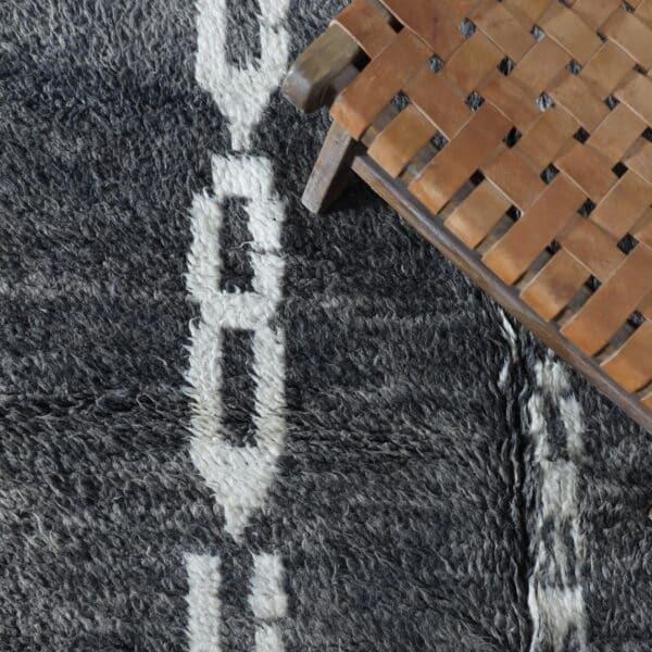 Black and White Boujaad Rug 7.9x4.8 Ft – Handmade Wool - Image 3