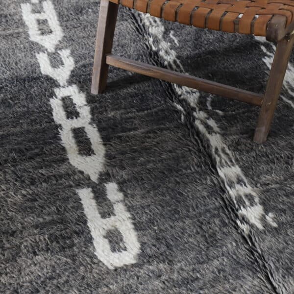 Black and White Boujaad Rug 7.9x4.8 Ft – Handmade Wool - Image 4