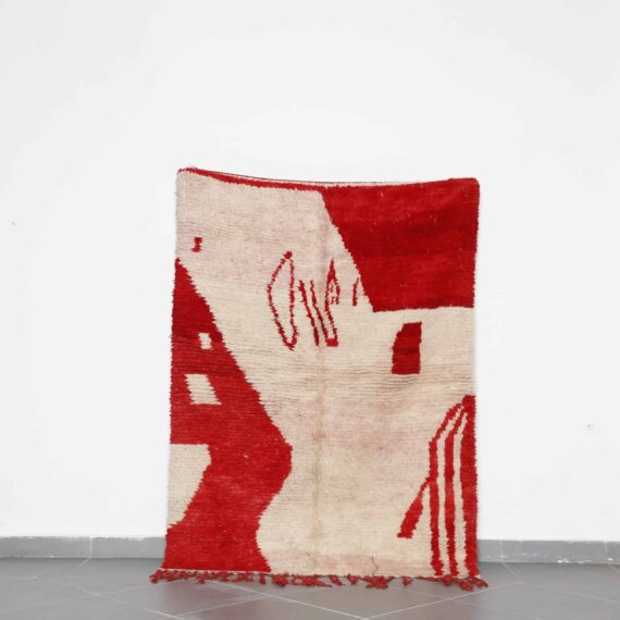 Pink Moroccan Rug 6.4x4.8 Ft handmade in Morocco with Amazigh patterns