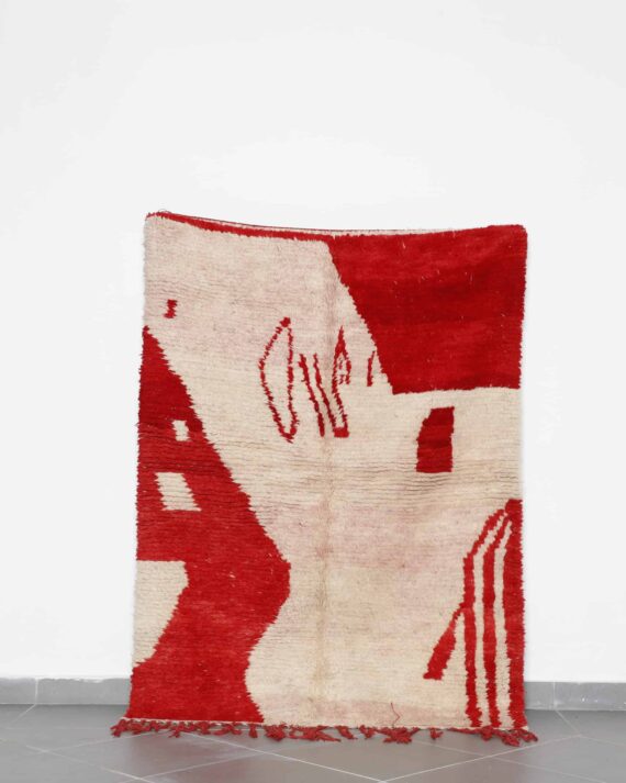 Pink Moroccan Rug 6.4x4.8 Ft handmade in Morocco with Amazigh patterns