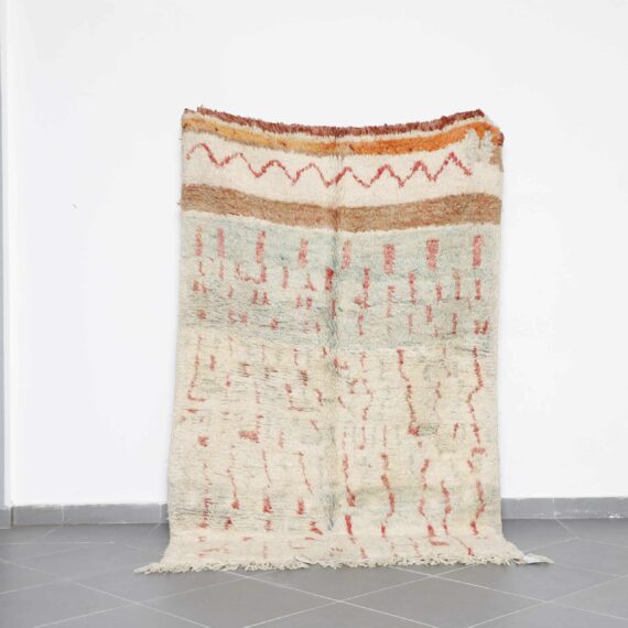 Boujaad Rug 7.9x5.1 Ft handmade in Morocco with Amazigh tribal motifs