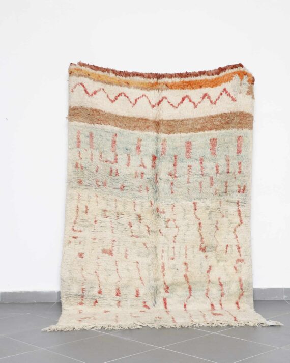 Boujaad Rug 7.9x5.1 Ft handmade in Morocco with Amazigh tribal motifs