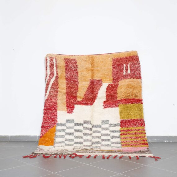 Colorful Boujaad Rug 6.7x5.4 Ft handmade in Morocco with Amazigh motifs