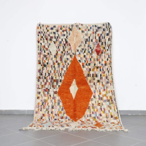 Geometric Boujaad Rug 8.2x5.2 Ft handmade in Morocco with Amazigh patterns