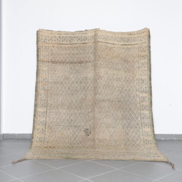 Vintage Beni Mguild 9.0x8.2 Ft handknotted in Morocco with tribal Amazigh motifs