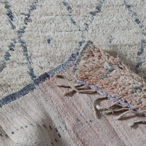Vintage Oulmes Rug 10.0x6.3 Ft – Handknotted Faded Cream Wool - Image 7