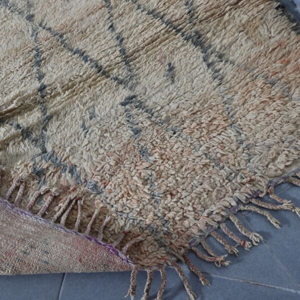 Vintage Oulmes Rug 10.0x6.3 Ft – Handknotted Faded Cream Wool - Image 8