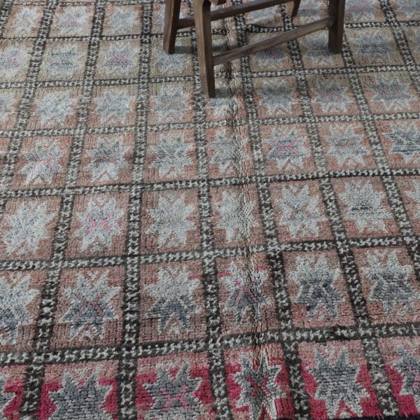 Vintage Beni Mguild 6.8x5.8 Ft – Handknotted Moroccan Wool Rug - Image 2
