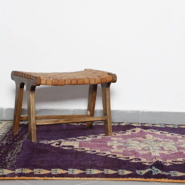 Vintage Boujaad Carpet 8.0x5.5 Ft – Handknotted Mauve Wool Rug - Image 2