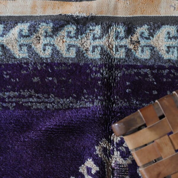 Vintage Boujaad Carpet 8.0x5.5 Ft – Handknotted Mauve Wool Rug - Image 6