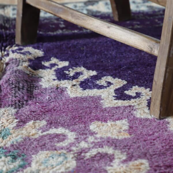 Vintage Boujaad Carpet 8.0x5.5 Ft – Handknotted Mauve Wool Rug - Image 10