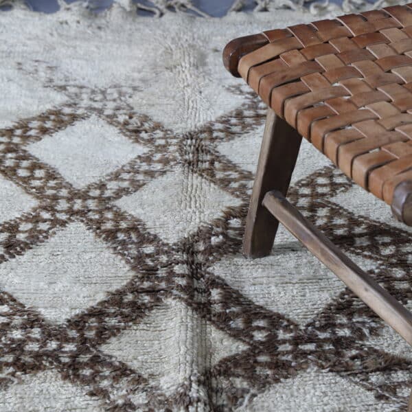 Long Unique Beni Ourain Carpet 13.0x5.6 Ft – Handknotted Wool - Image 2