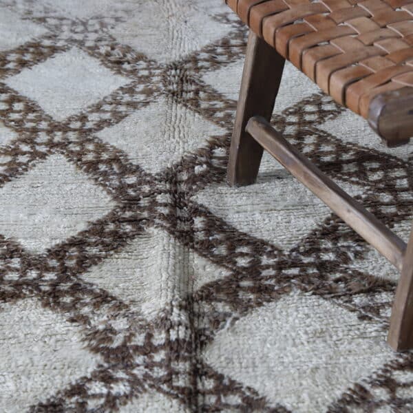 Long Unique Beni Ourain Carpet 13.0x5.6 Ft – Handknotted Wool - Image 3