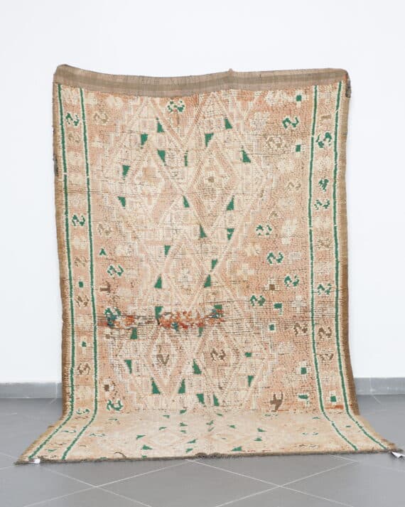Vintage Zayan Moroccan Rug 9.6x5.8 Ft handknotted in Morocco with Amazigh motifs