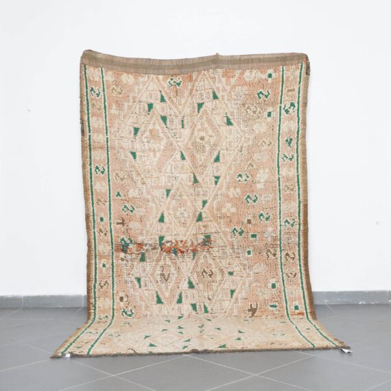 Vintage Zayan Moroccan Rug 9.6x5.8 Ft handknotted in Morocco with Amazigh motifs