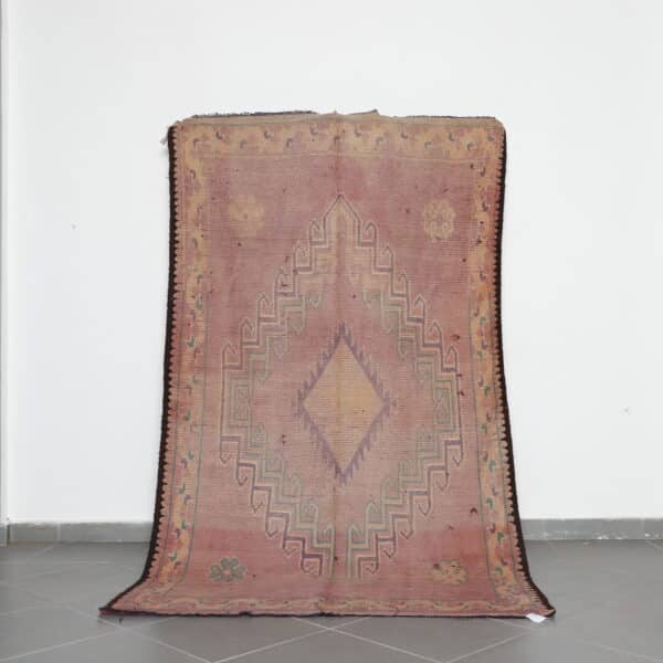 Old Bousbaa Carpet 9.0x5.4 Ft handknotted in Morocco with tribal Berber design