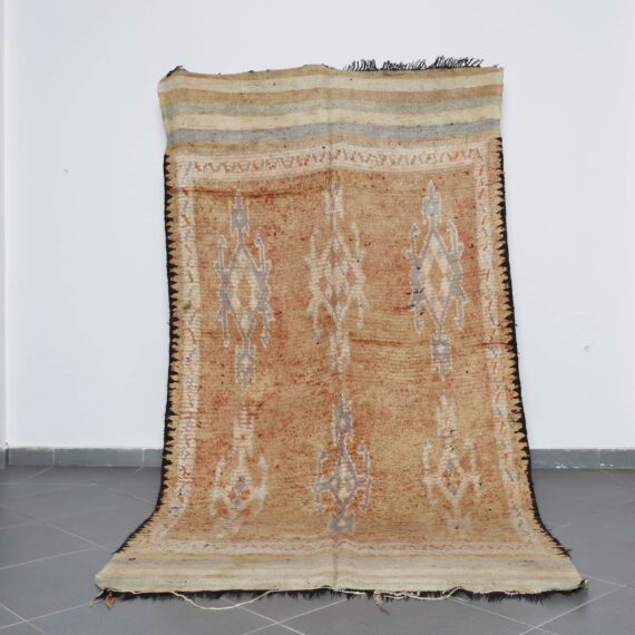 Faded Yellow Vintage Boujaad Rug 10.5x5.4 Ft handknotted in Morocco