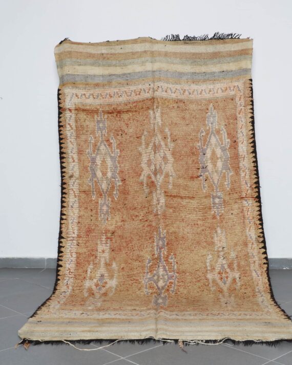 Faded Yellow Vintage Boujaad Rug 10.5x5.4 Ft handknotted in Morocco