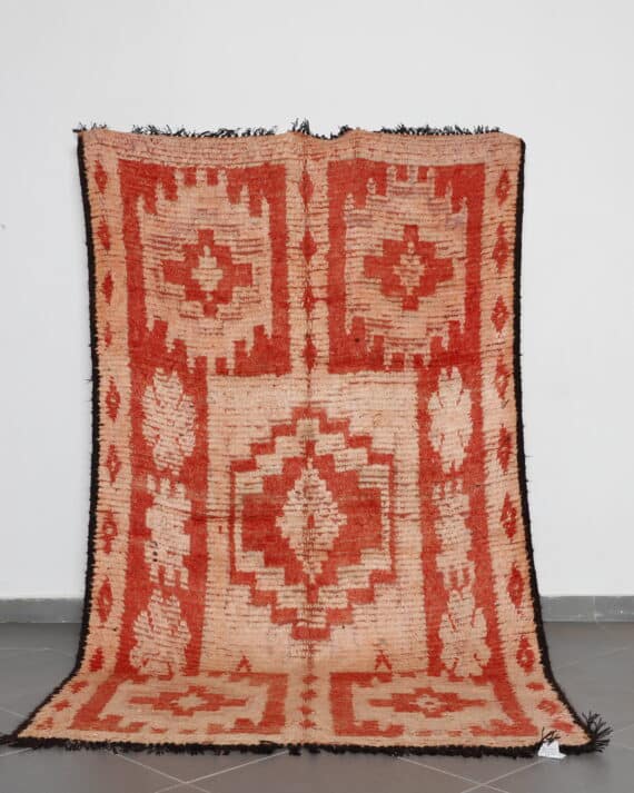Vintage Faded Red Boujaad Rug 9.1x5.2 Ft handknotted in Morocco