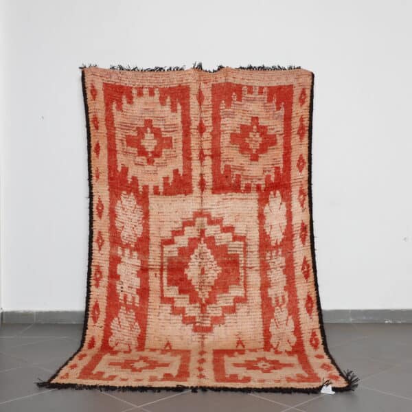 Vintage Faded Red Boujaad Rug 9.1x5.2 Ft handknotted in Morocco