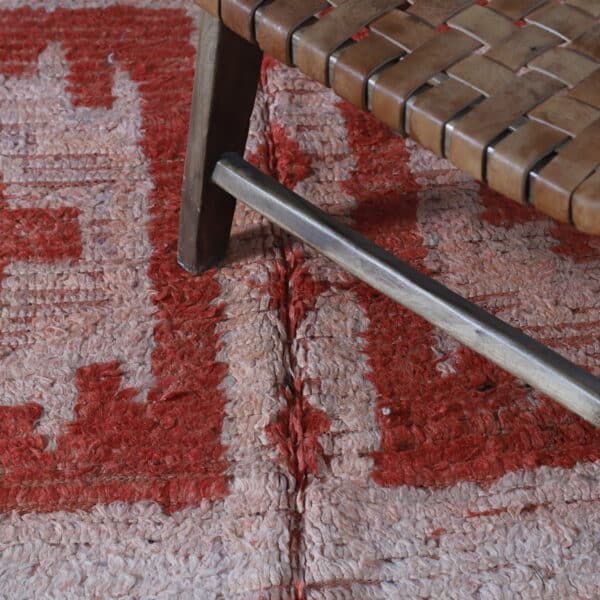 Vintage Faded Red Boujaad Rug 9.1x5.2 Ft – Handknotted Wool - Image 3