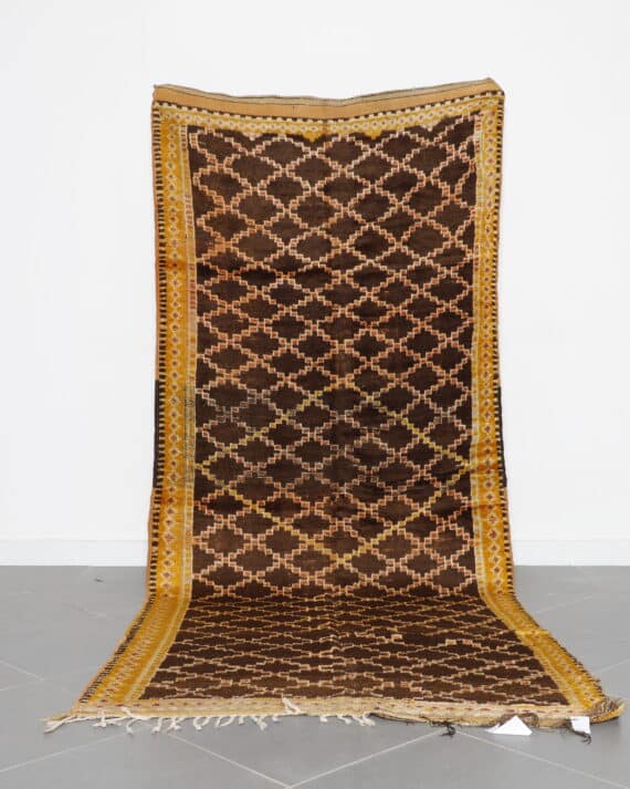 Checkered Taznakht Rug 10.3x4.3 Ft handmade in Morocco