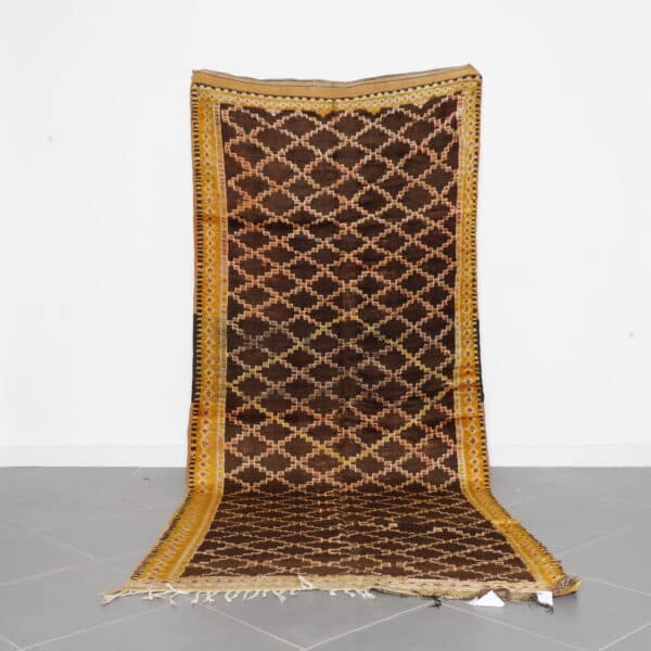 Checkered Taznakht Rug 10.3x4.3 Ft handmade in Morocco